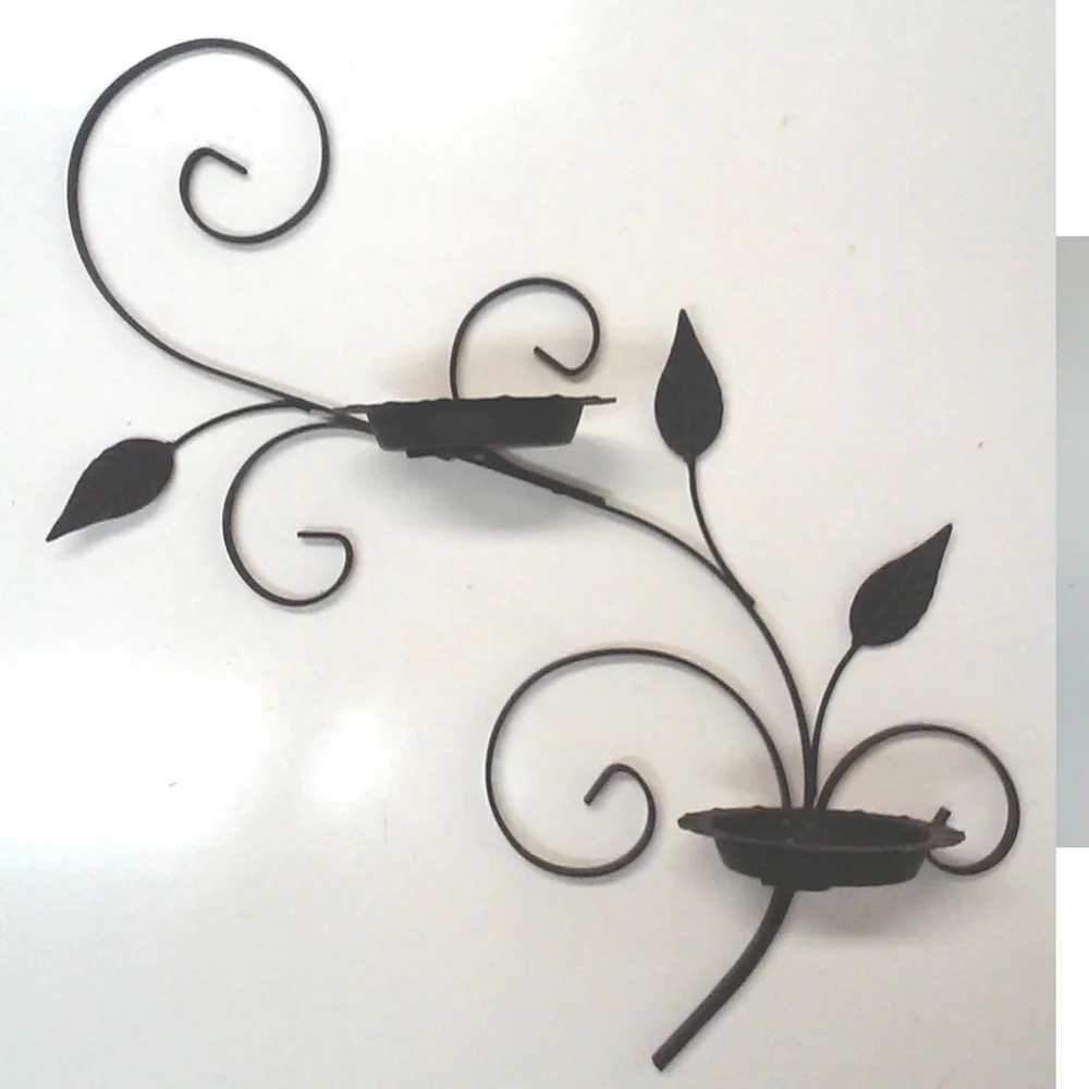 Vintage Salterini Style Iron Wall Planter Scroll Leaf Design